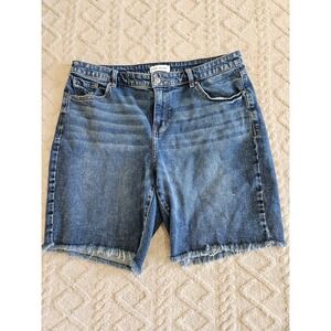 Lane Bryant Denim Shorts Medium Wash Frayed Raw Hem Blue Jean Shorts Womens 18